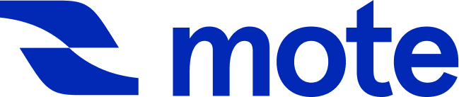 The logo of mote in blue with transparent background